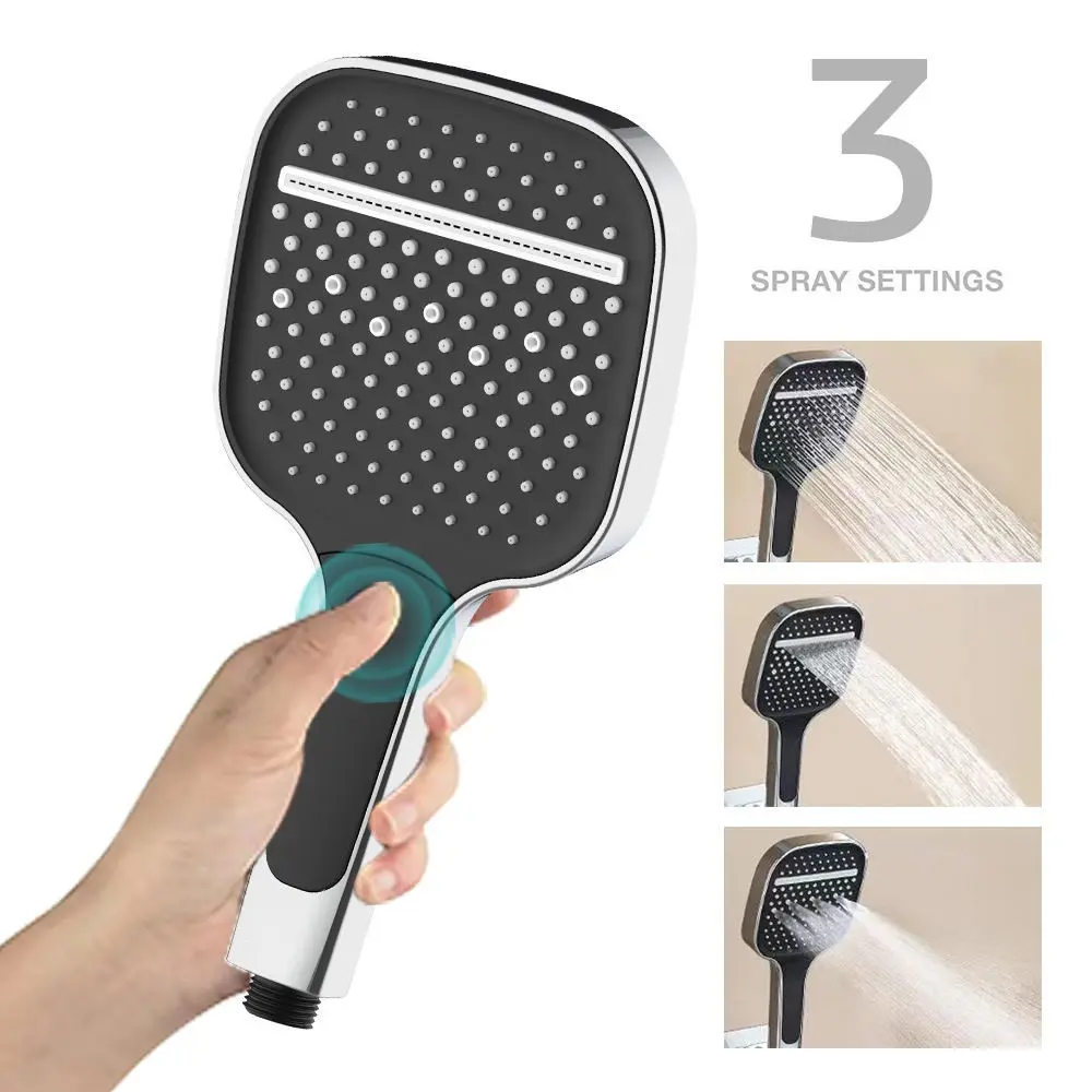 ABS Square Chrome Finished Button Select Hand Shower